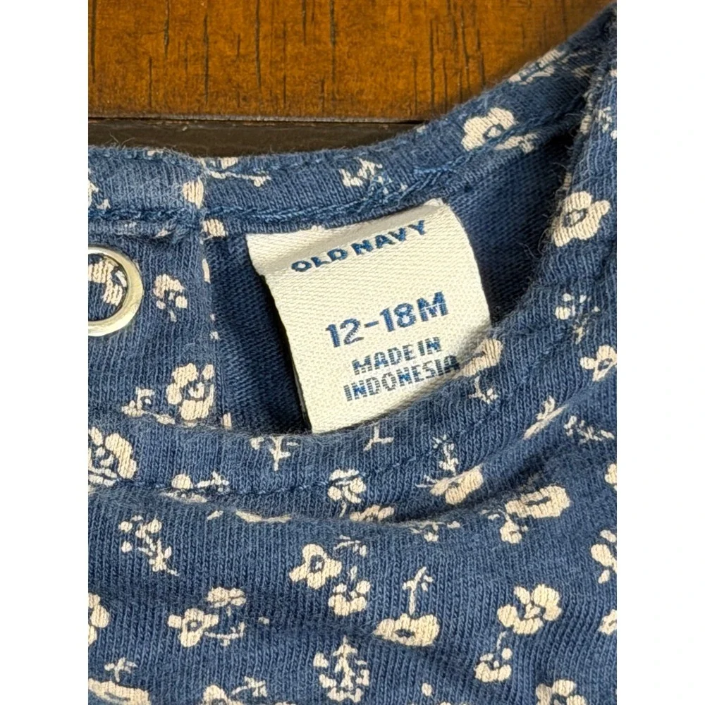 Old Navy Baby Girl Blue Floral Flutter Sleeve Jumpsuit 12-18M